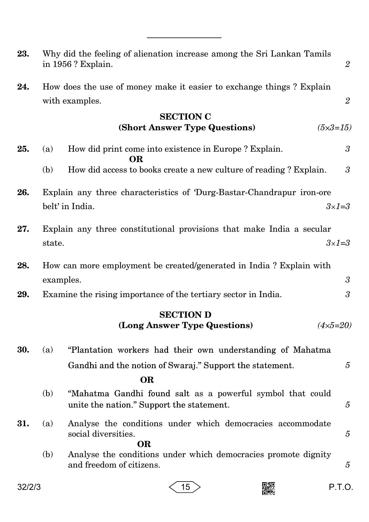 CBSE Class 10 32-2-3 Social Science 2023 Question Paper - Page 15