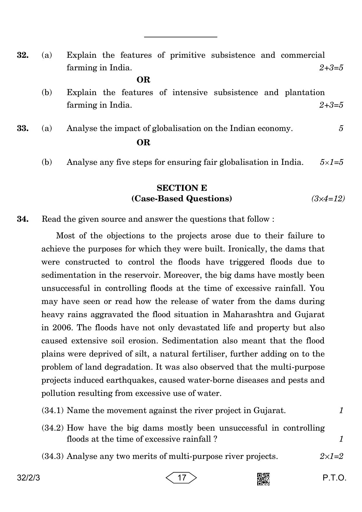 CBSE Class 10 32-2-3 Social Science 2023 Question Paper - Page 17