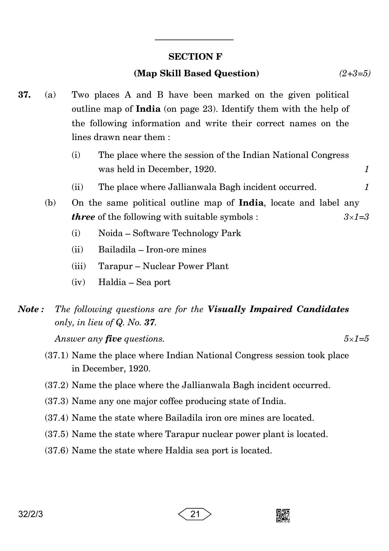 CBSE Class 10 32-2-3 Social Science 2023 Question Paper - Page 21