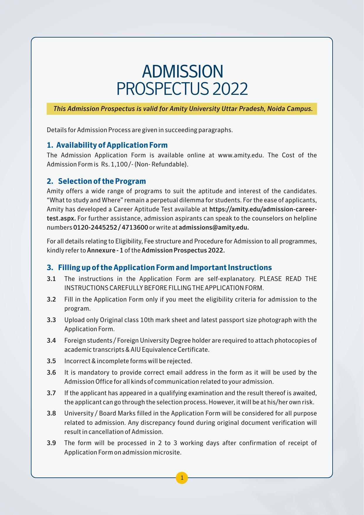 Amity University,Noida Admission Prospectus 2022 - Page 4