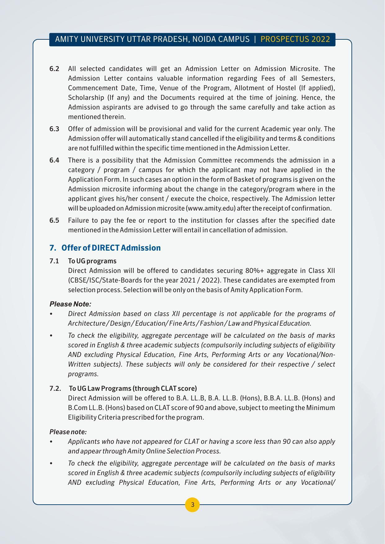 Amity University,Noida Admission Prospectus 2022 - Page 6