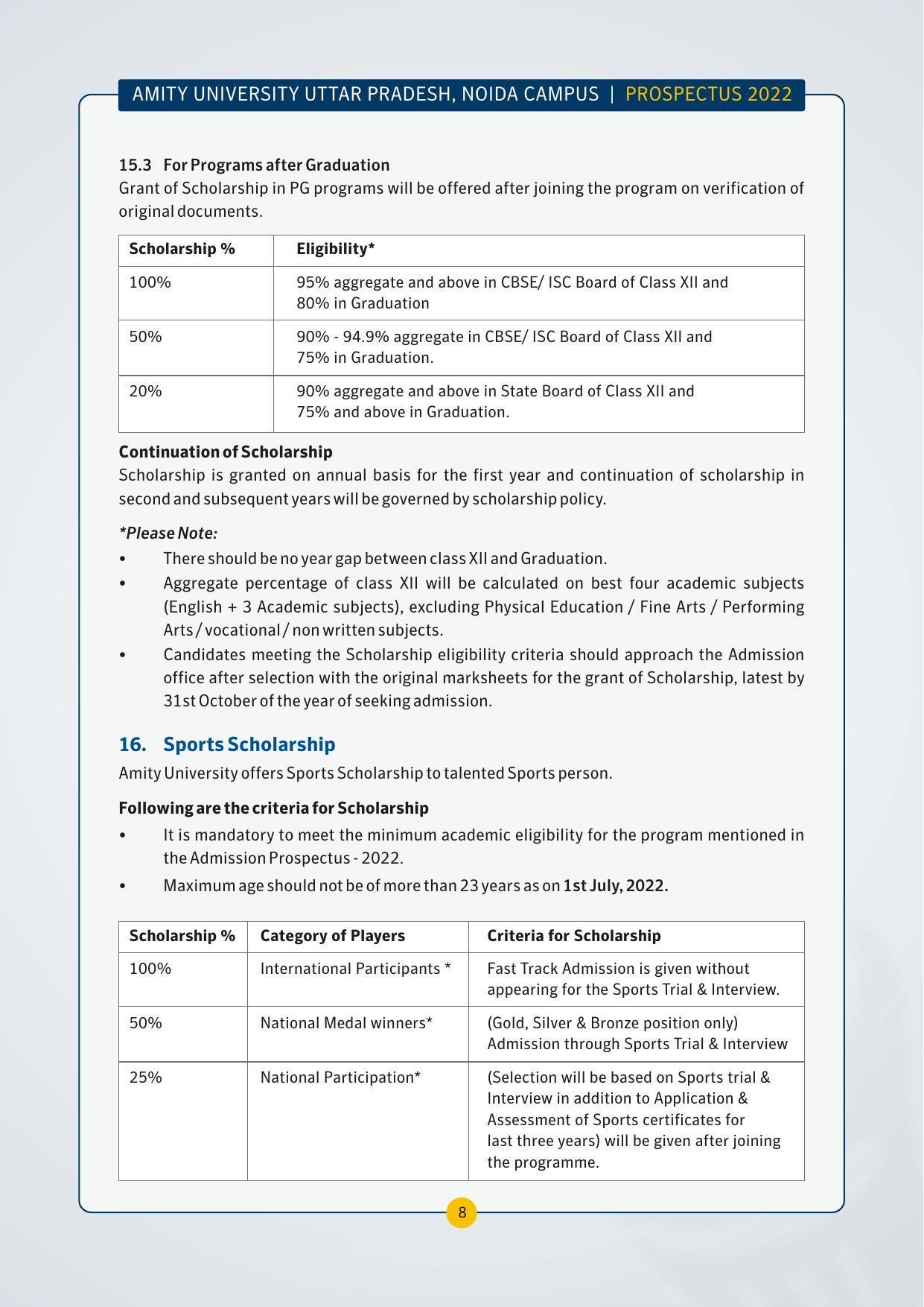 Amity University,Noida Admission Prospectus 2022 - Page 11