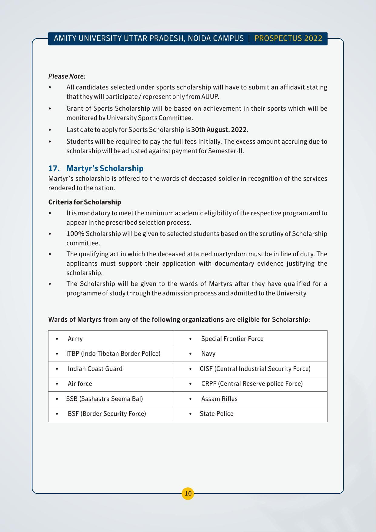 Amity University,Noida Admission Prospectus 2022 - Page 13