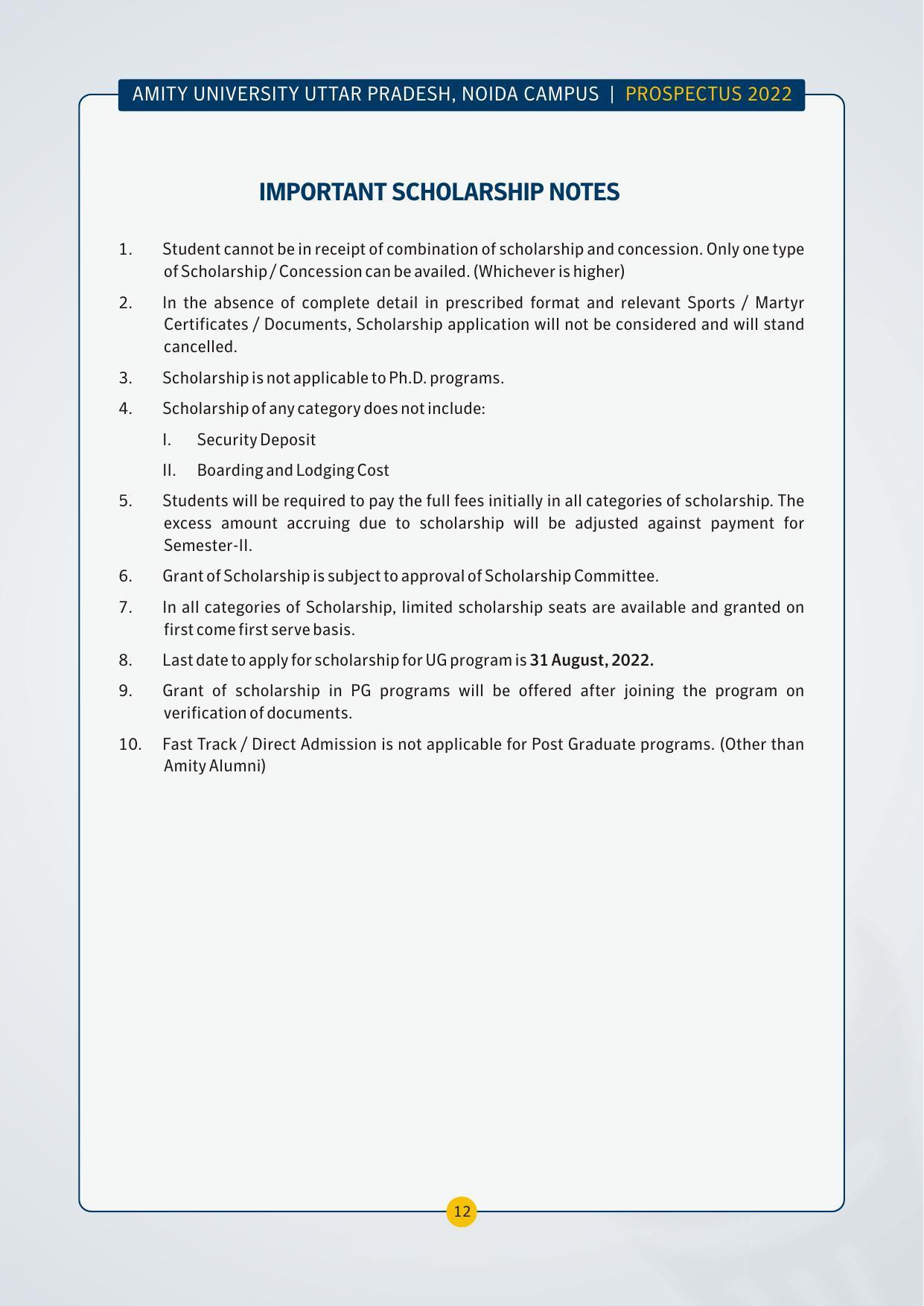 Amity University,Noida Admission Prospectus 2022 - Page 15