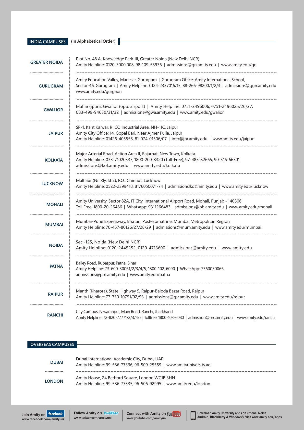 Amity University,Noida Admission Prospectus 2022 - Page 50