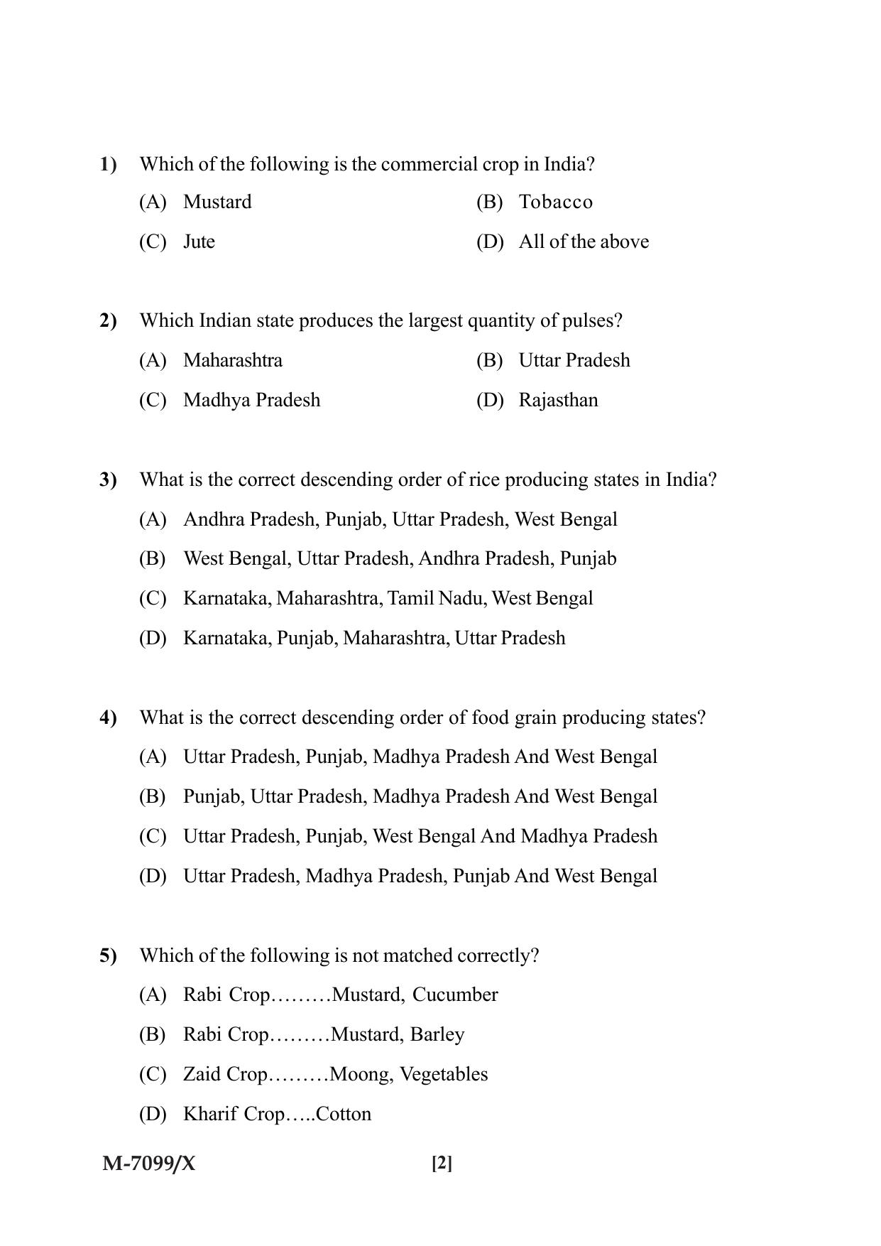 Mysore University PG Entrance Exam 2019: Agri Business Question Paper - Page 2