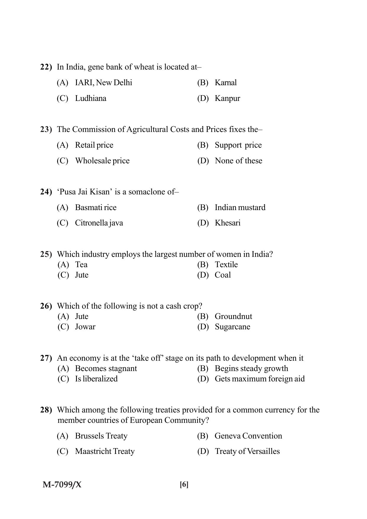 Mysore University PG Entrance Exam 2019: Agri Business Question Paper - Page 6