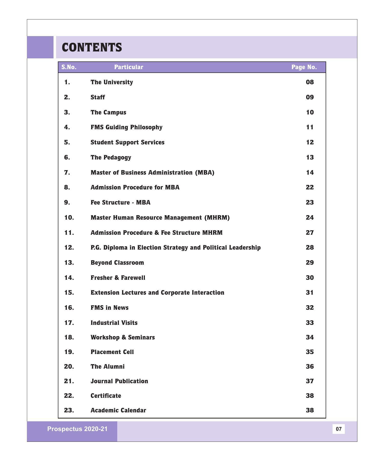 Rajasthan Vidyapeeth University, Udaipur MANAGEMENT STUDIES Prospectus 2020-21 - Page 7