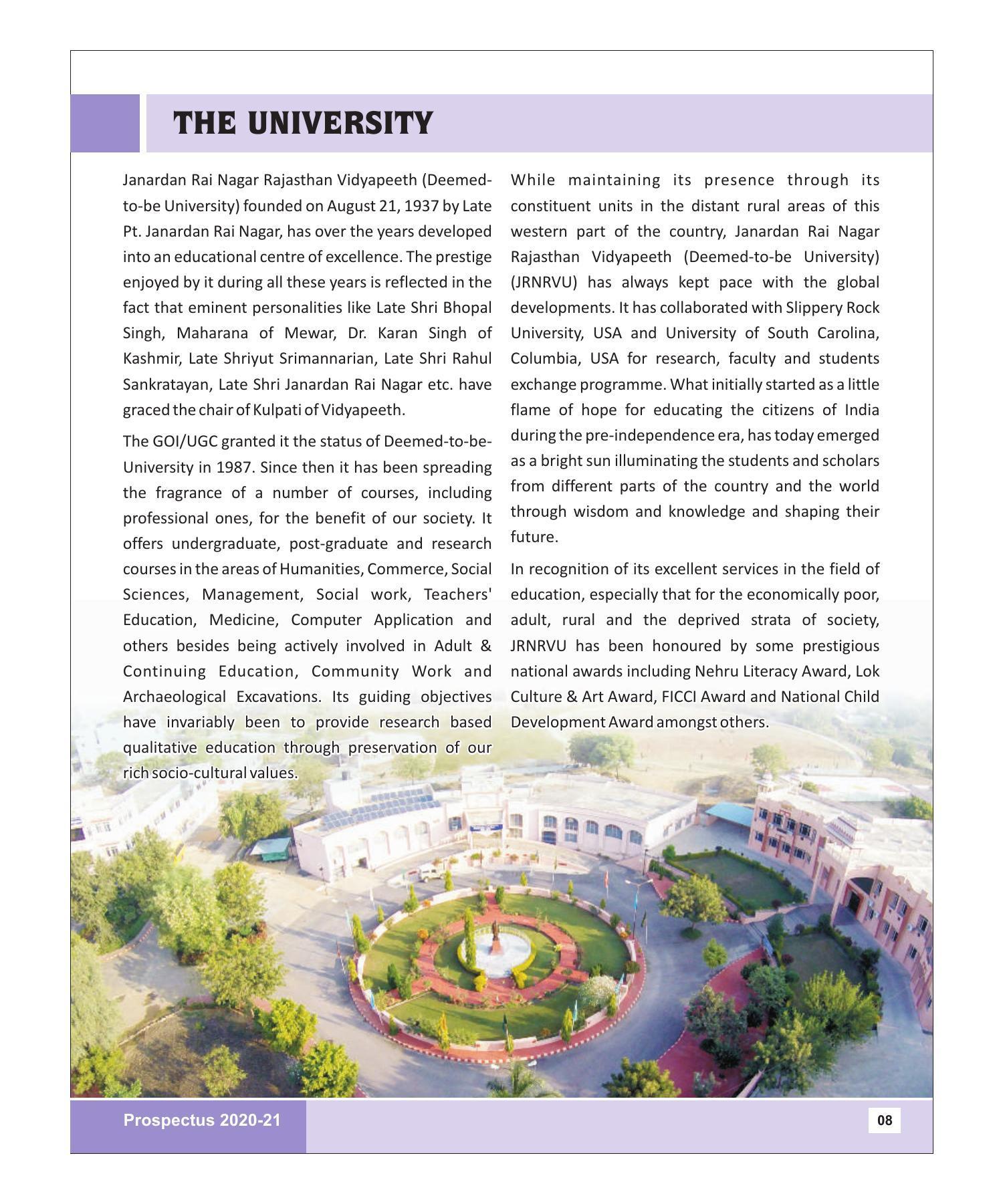 Rajasthan Vidyapeeth University, Udaipur MANAGEMENT STUDIES Prospectus 2020-21 - Page 8