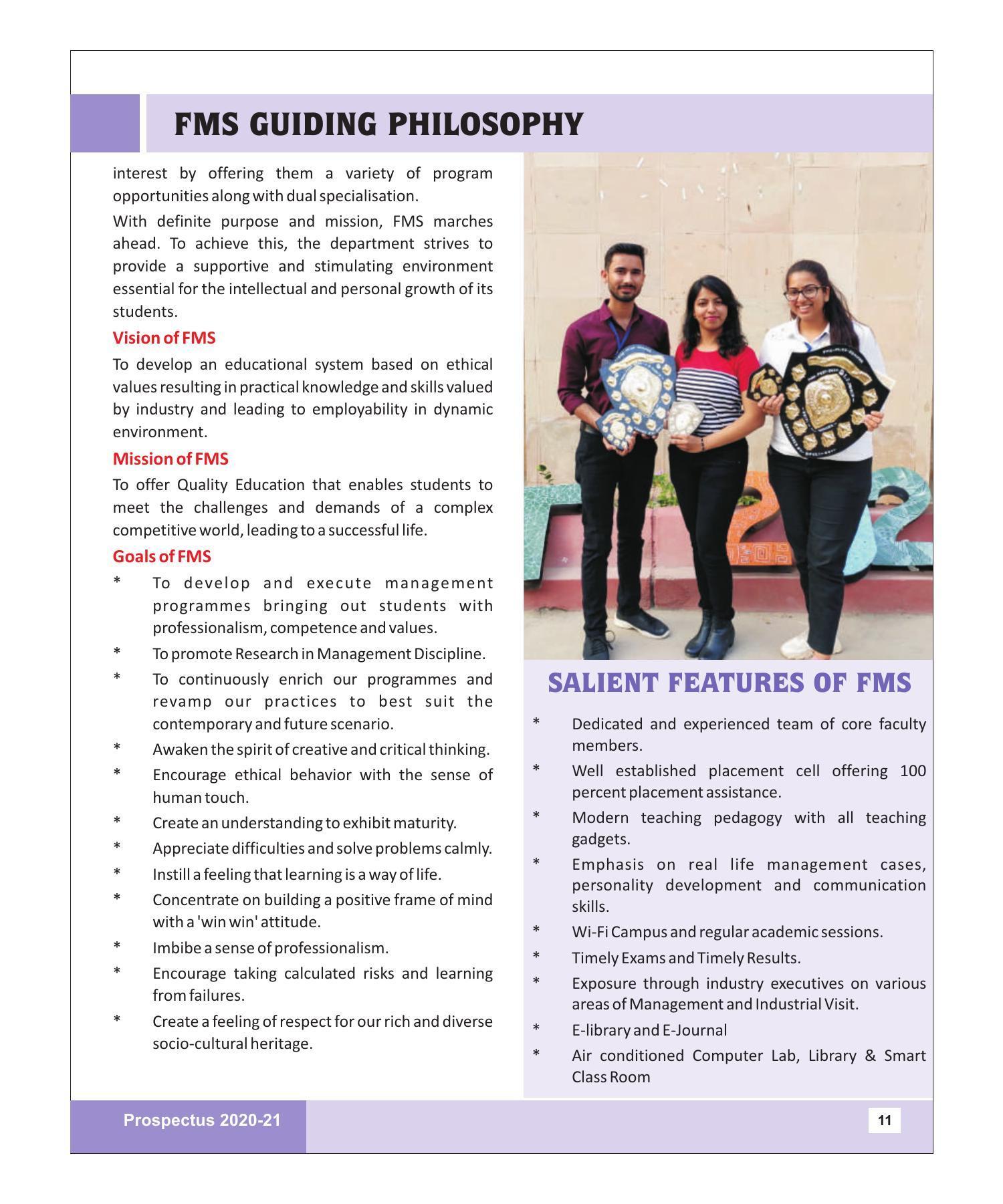 Rajasthan Vidyapeeth University, Udaipur MANAGEMENT STUDIES Prospectus 2020-21 - Page 11
