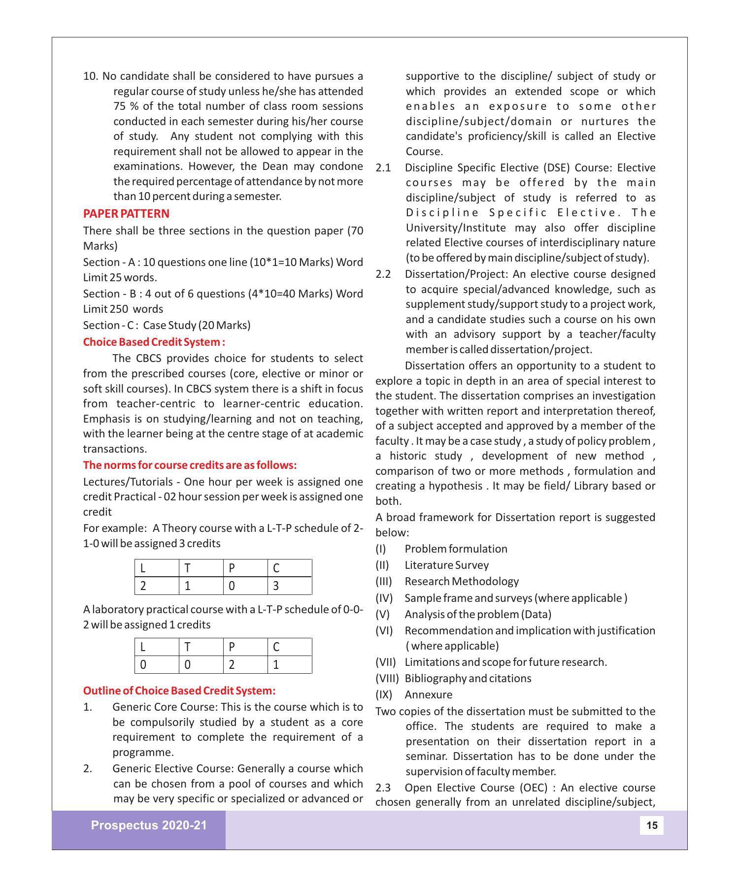Rajasthan Vidyapeeth University, Udaipur MANAGEMENT STUDIES Prospectus 2020-21 - Page 15