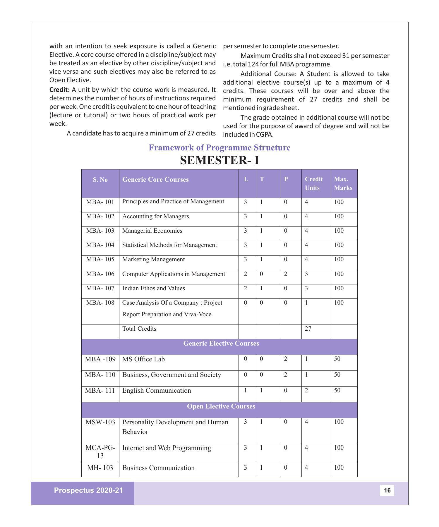 Rajasthan Vidyapeeth University, Udaipur MANAGEMENT STUDIES Prospectus 2020-21 - Page 16