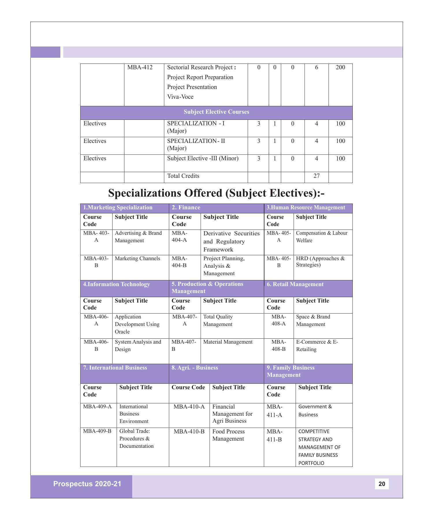 Rajasthan Vidyapeeth University, Udaipur MANAGEMENT STUDIES Prospectus 2020-21 - Page 20