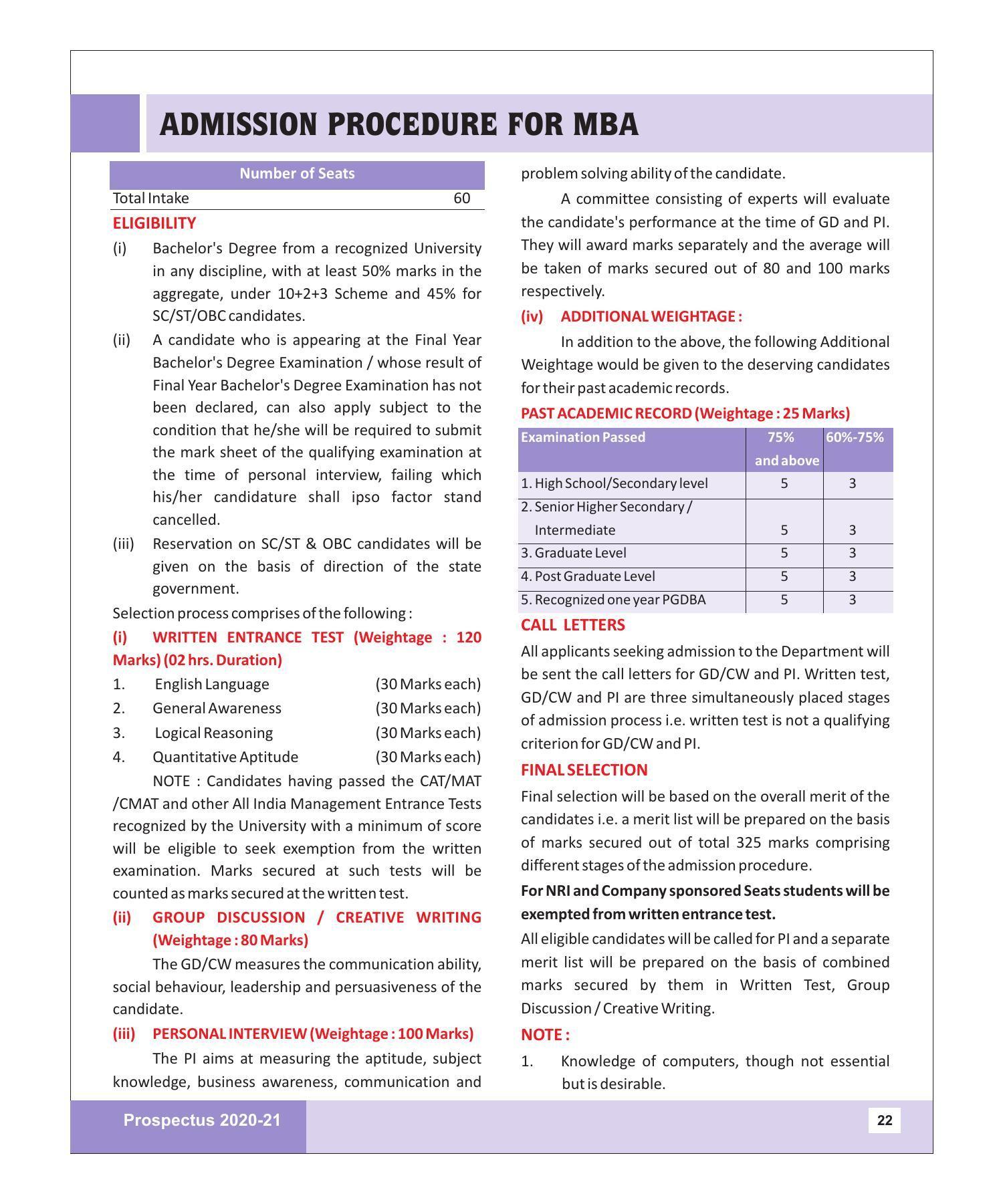 Rajasthan Vidyapeeth University, Udaipur MANAGEMENT STUDIES Prospectus 2020-21 - Page 22