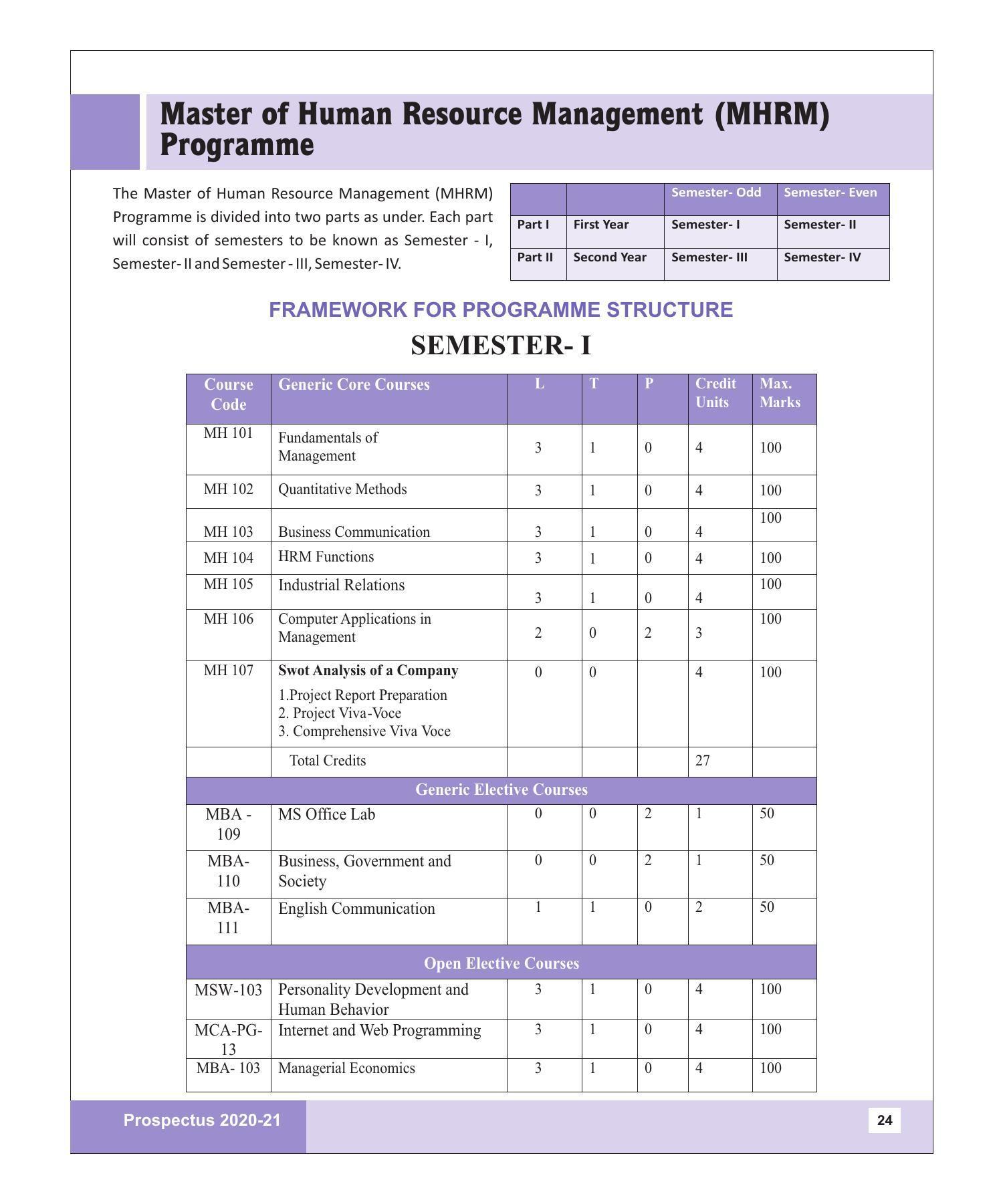 Rajasthan Vidyapeeth University, Udaipur MANAGEMENT STUDIES Prospectus 2020-21 - Page 24
