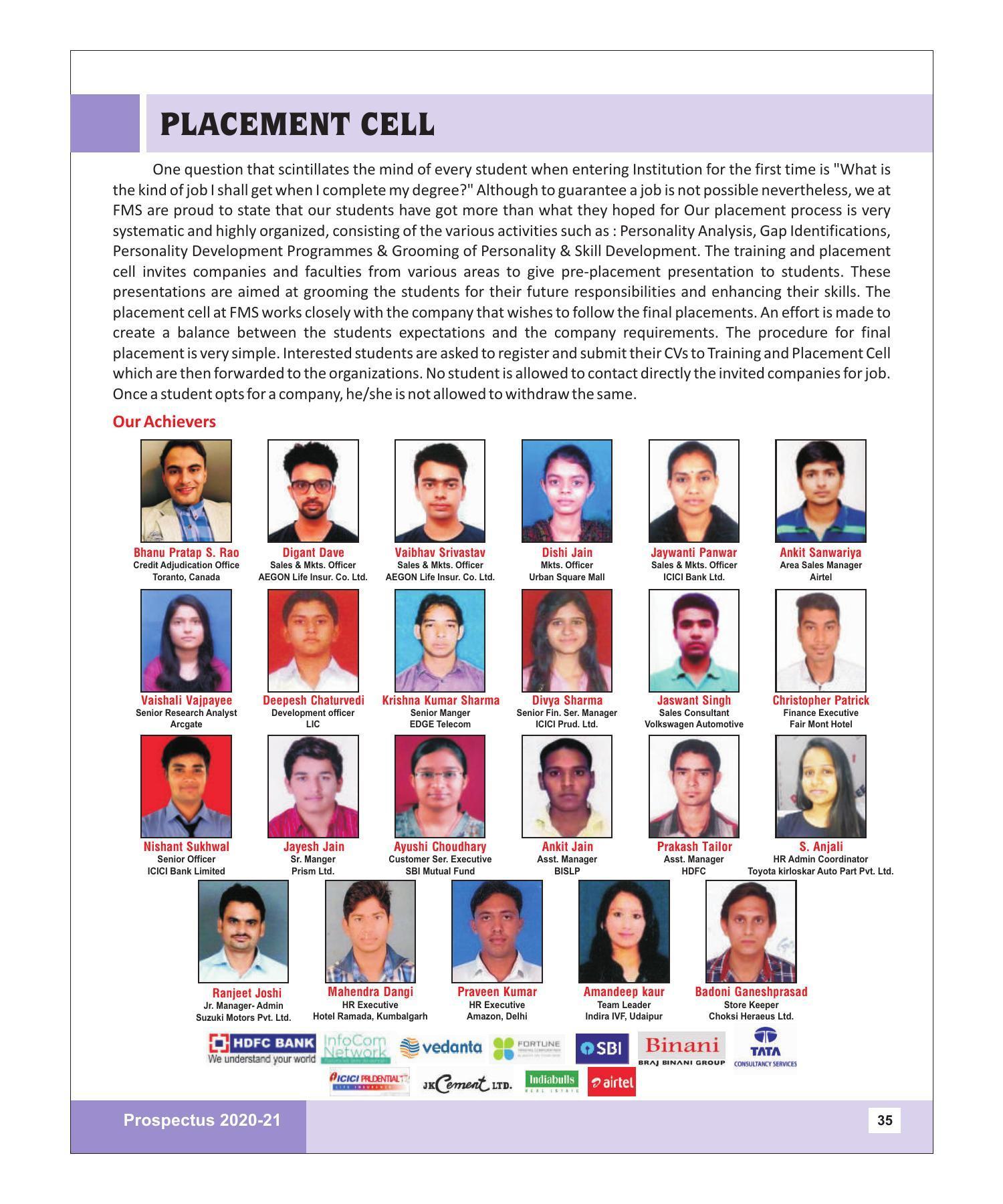 Rajasthan Vidyapeeth University, Udaipur MANAGEMENT STUDIES Prospectus 2020-21 - Page 35