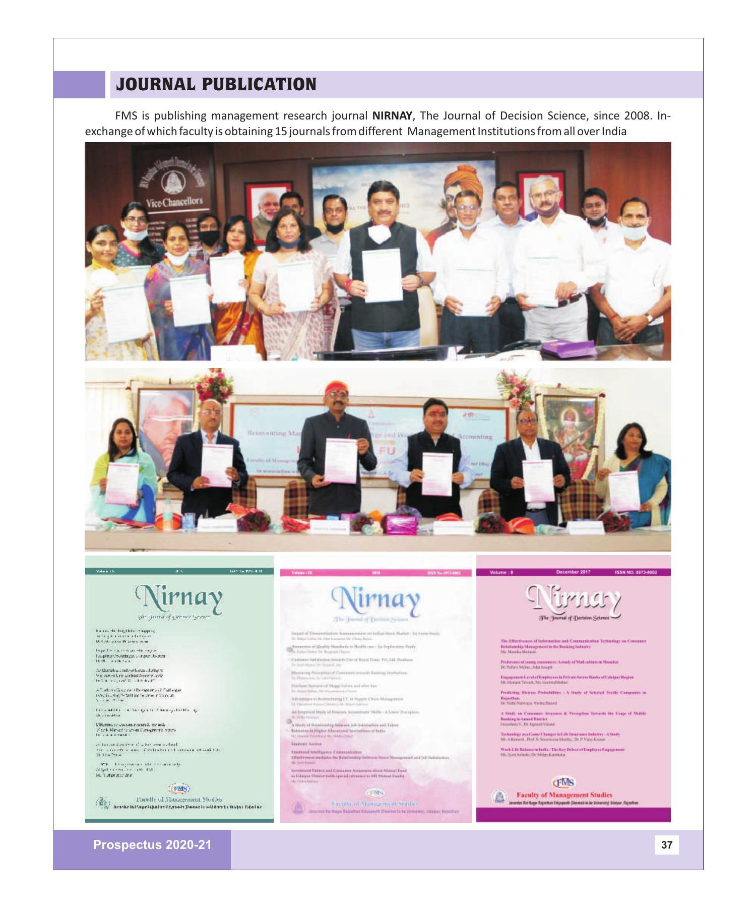 Rajasthan Vidyapeeth University, Udaipur MANAGEMENT STUDIES Prospectus 2020-21 - Page 37