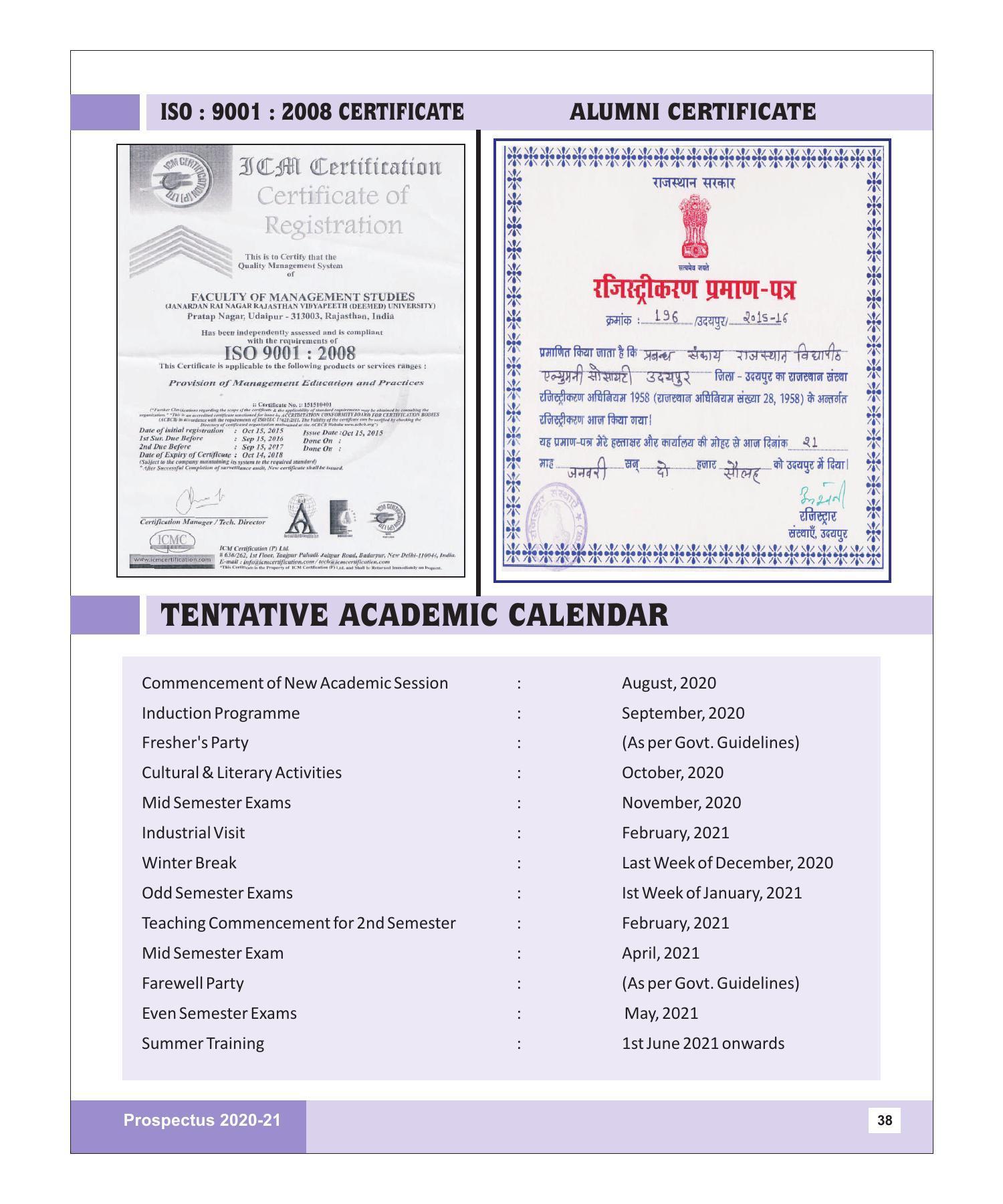 Rajasthan Vidyapeeth University, Udaipur MANAGEMENT STUDIES Prospectus 2020-21 - Page 38