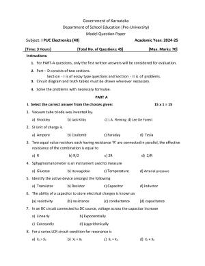 Karnataka 1st PUC Electronics Model Question Paper 2025