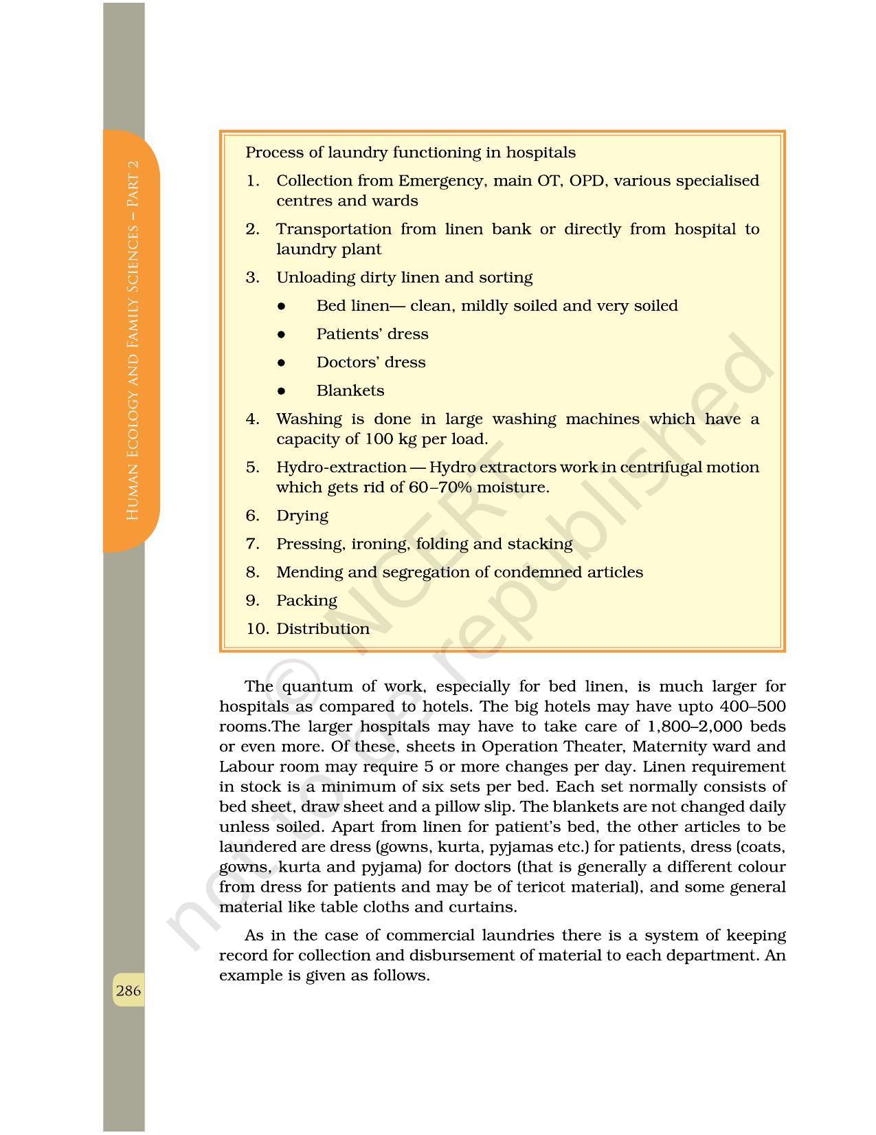 NCERT Book for Class 12 Home Science (Part -II) Chapter 15 Care and Maintenance of Fabrics in Institutions - Page 8