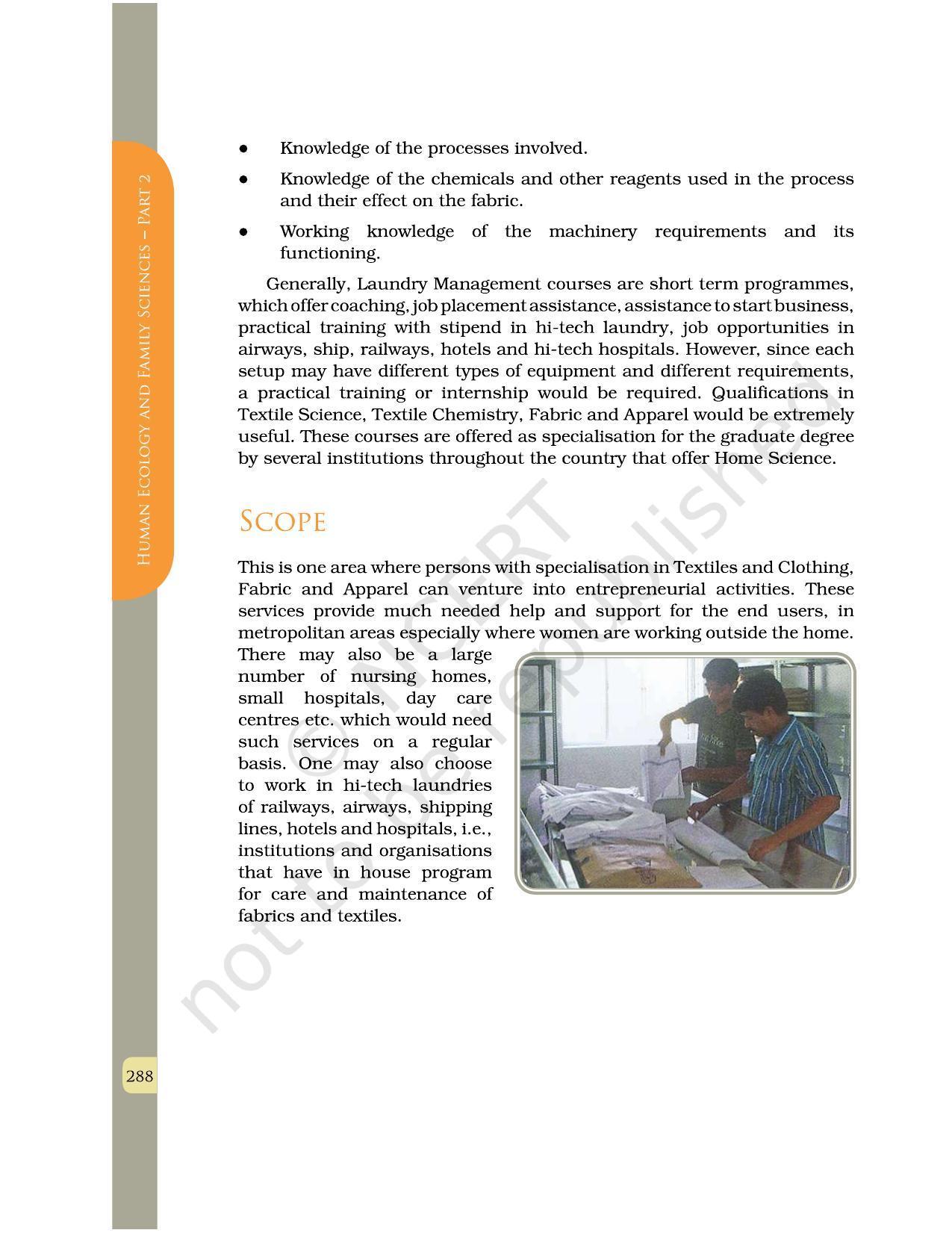 NCERT Book for Class 12 Home Science (Part -II) Chapter 15 Care and Maintenance of Fabrics in Institutions - Page 10