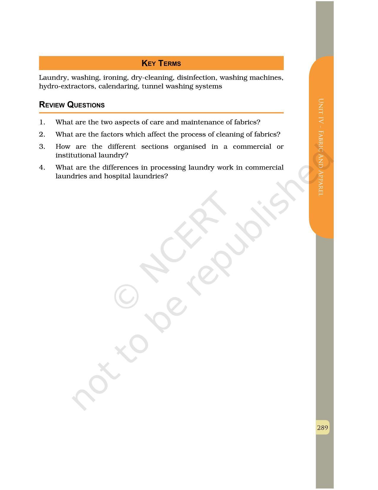 NCERT Book for Class 12 Home Science (Part -II) Chapter 15 Care and Maintenance of Fabrics in Institutions - Page 11