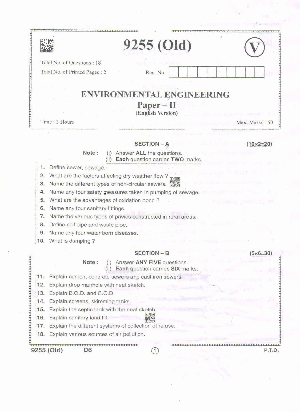 AP Intermediate 2nd Year Vocational Question Paper September-2021-Environmental_Engineering-II - Page 1