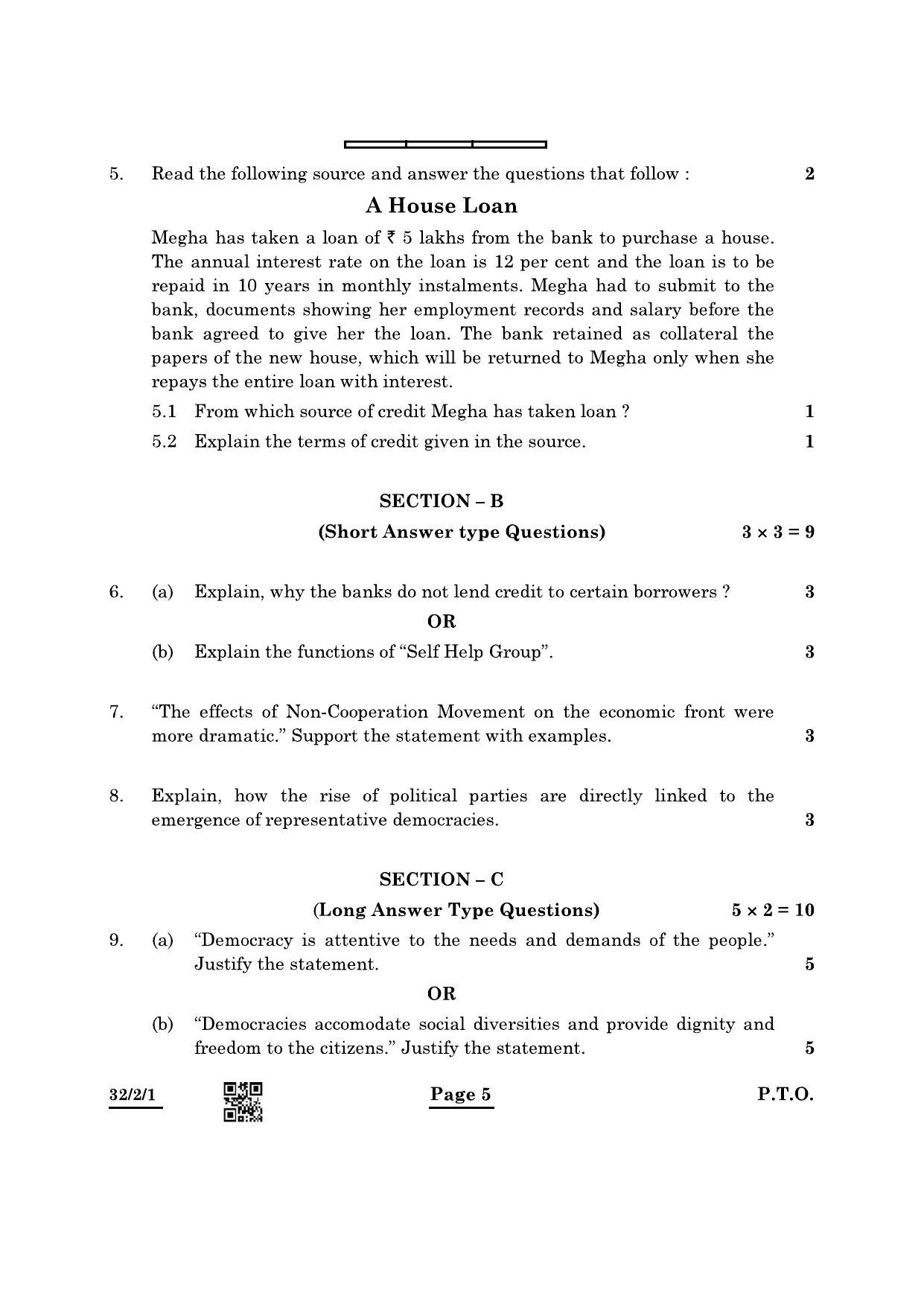 CBSE Class 10 32-2-1 Social Science 2022 Question Paper - Page 5