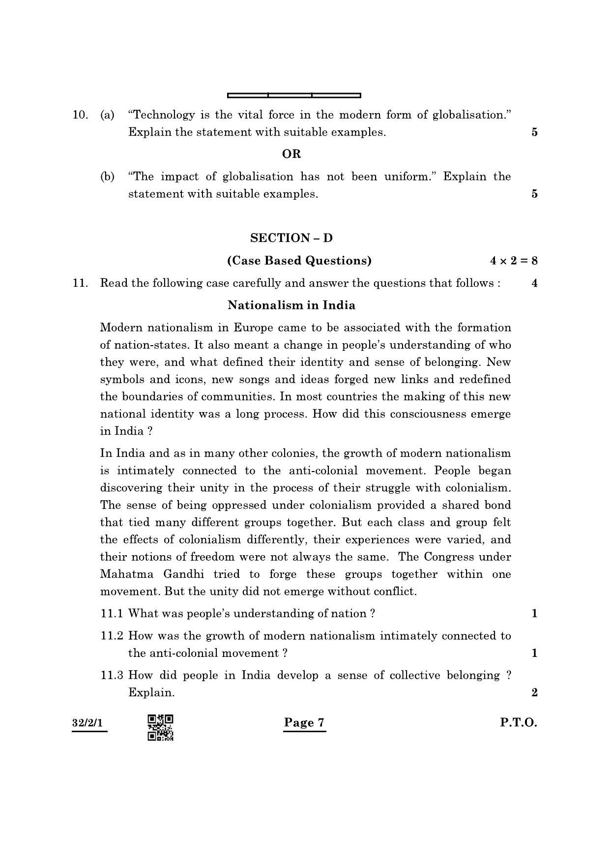 CBSE Class 10 32-2-1 Social Science 2022 Question Paper - Page 7