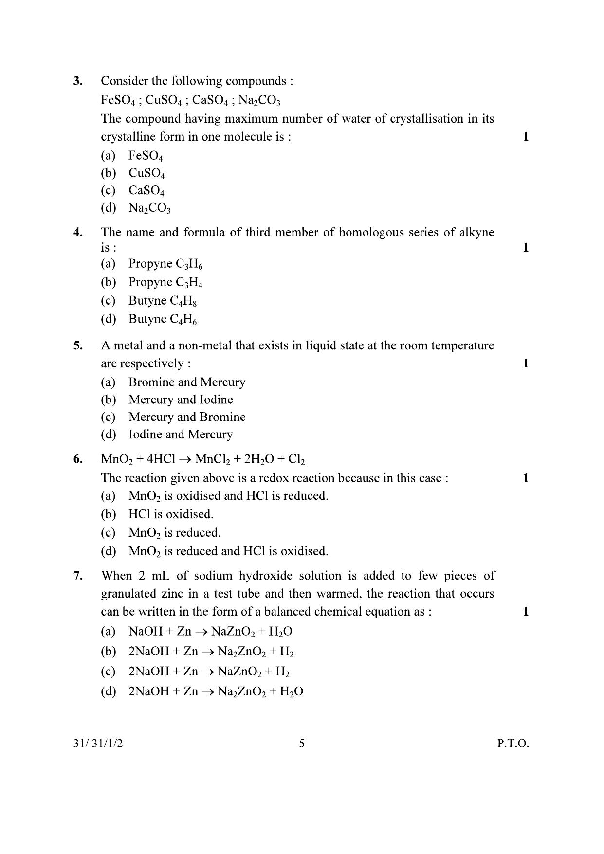 CBSE Class 10 31-1-2 Science 2024 Question Paper - Page 5