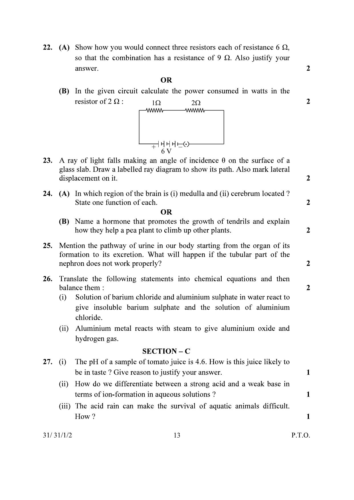 CBSE Class 10 31-1-2 Science 2024 Question Paper - Page 13