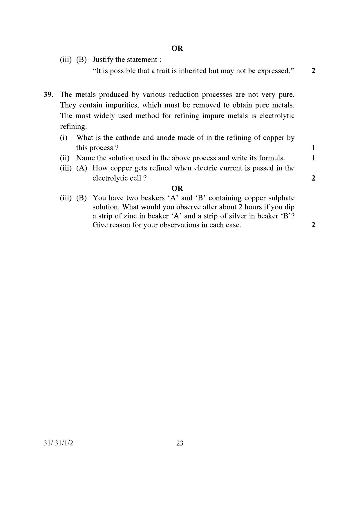 CBSE Class 10 31-1-2 Science 2024 Question Paper - Page 23