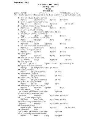 Hemchand North Gujarat University Sample Paper July-Sept 2021:  B Sc Sem – I CC - Bot - 111 Paper Code - 3025 (Old Course)