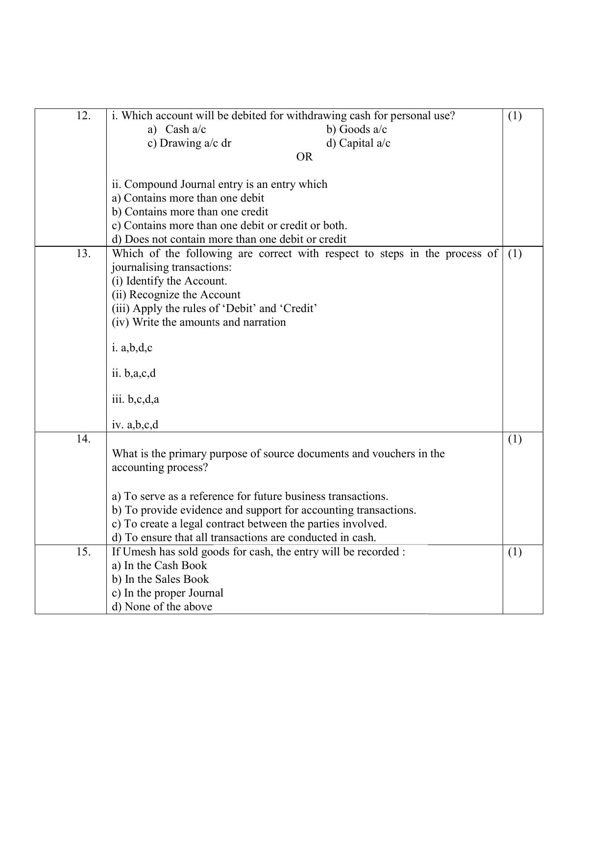 NIOS Class 10 Accountancy (224) Sample Paper - Page 4