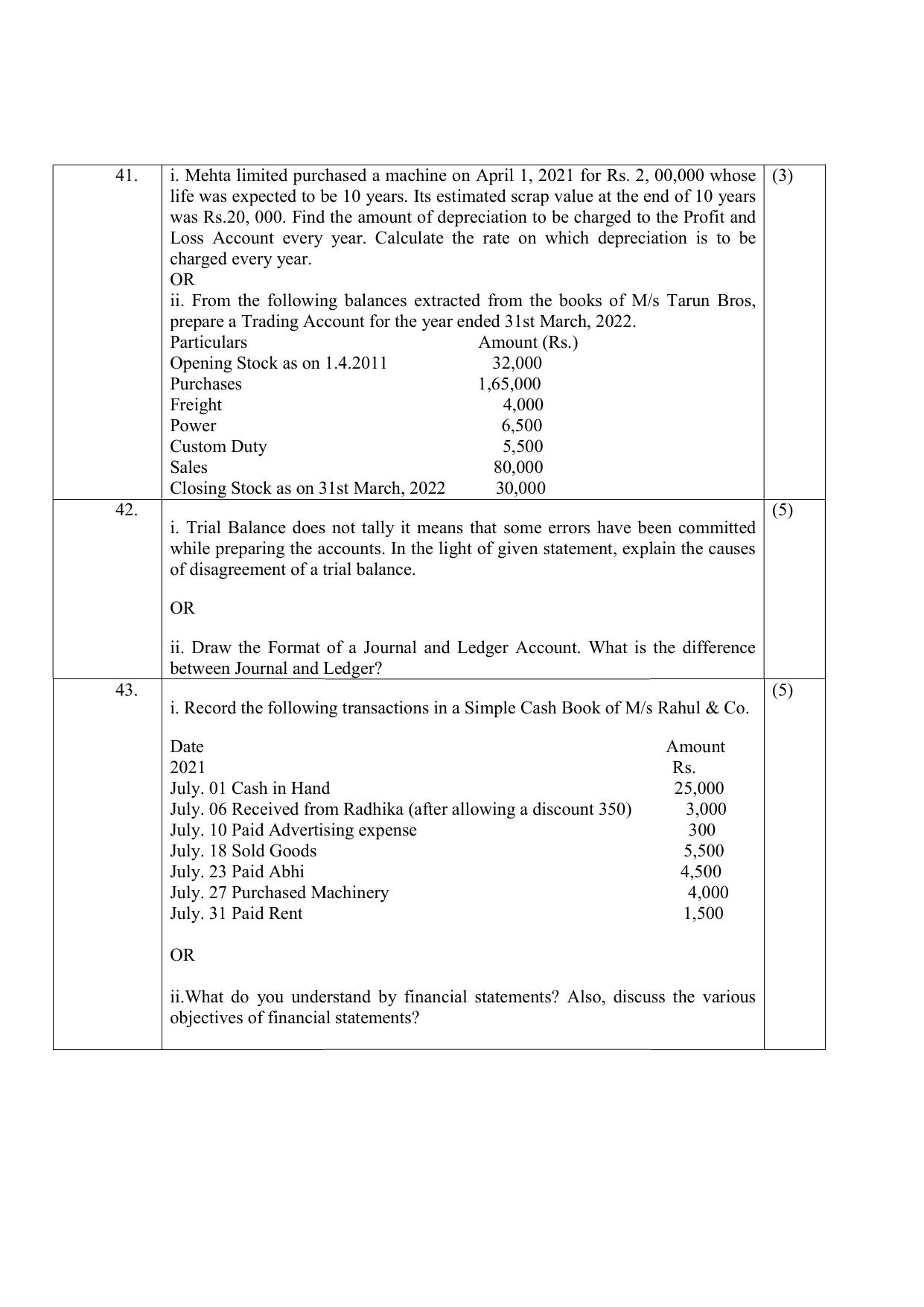 NIOS Class 10 Accountancy (224) Sample Paper - Page 9