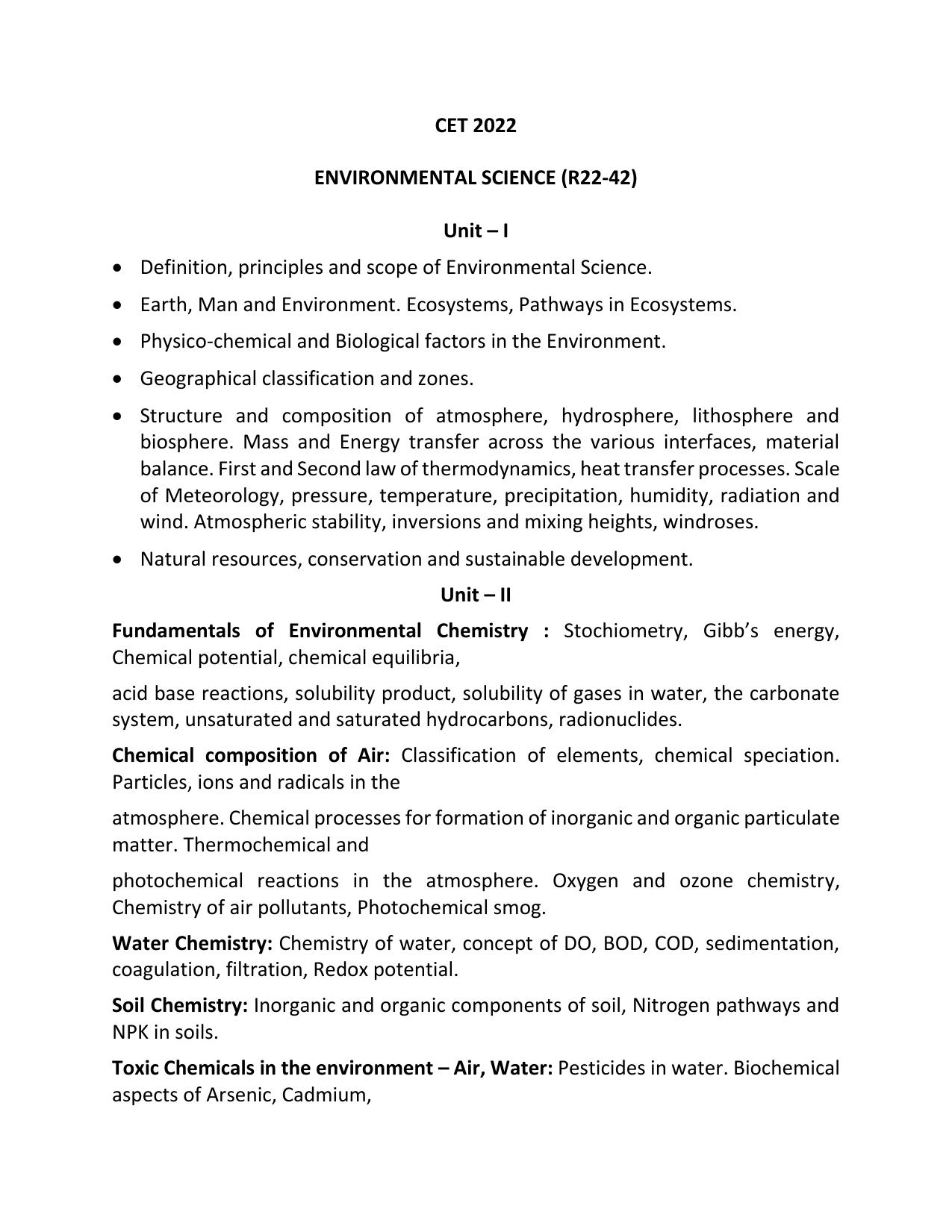 AP RCET Environmental Science Syllabus - Page 1