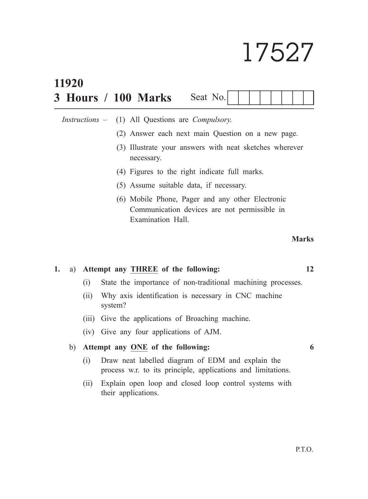 MSBTE Winter Question Paper 2019 - Advanced Manufacturing Processes - Page 1
