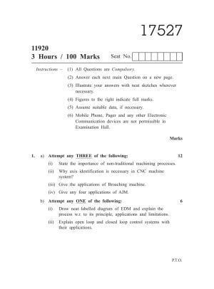MSBTE Winter Question Paper 2019 - Advanced Manufacturing Processes