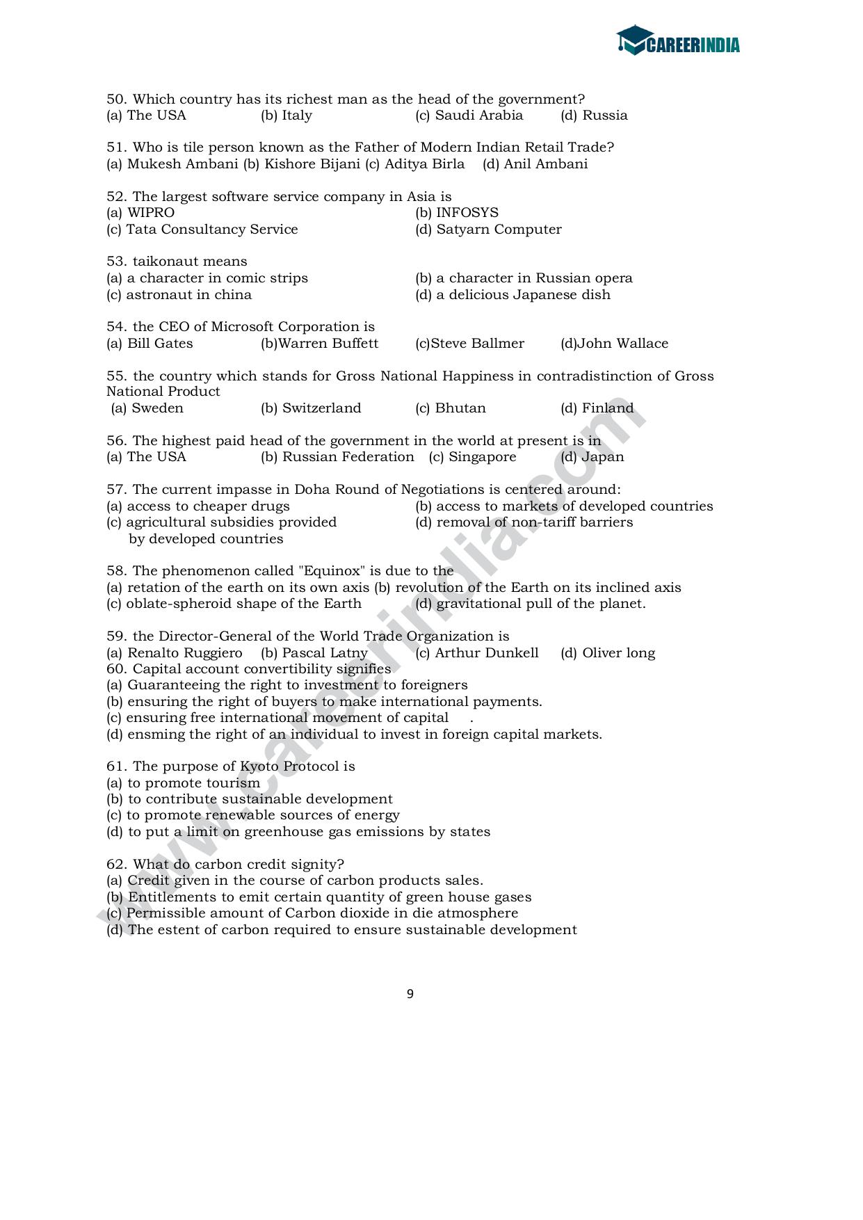 CLAT 2008 UG Sample Question Paper - Page 7