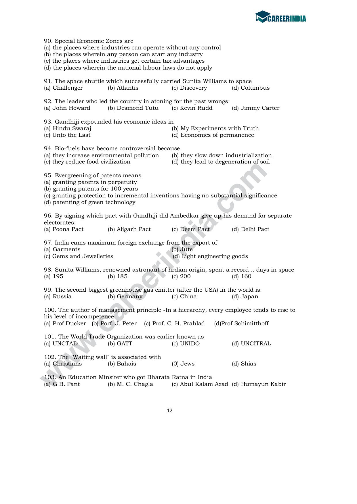 CLAT 2008 UG Sample Question Paper - Page 10