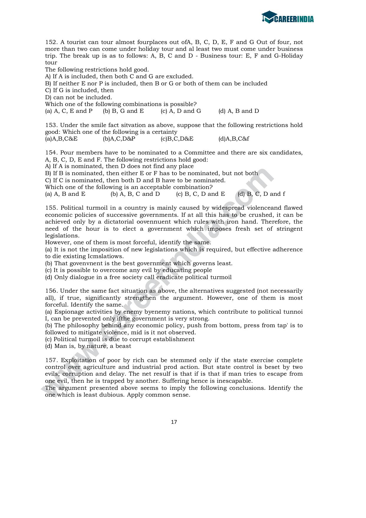 CLAT 2008 UG Sample Question Paper - Page 15