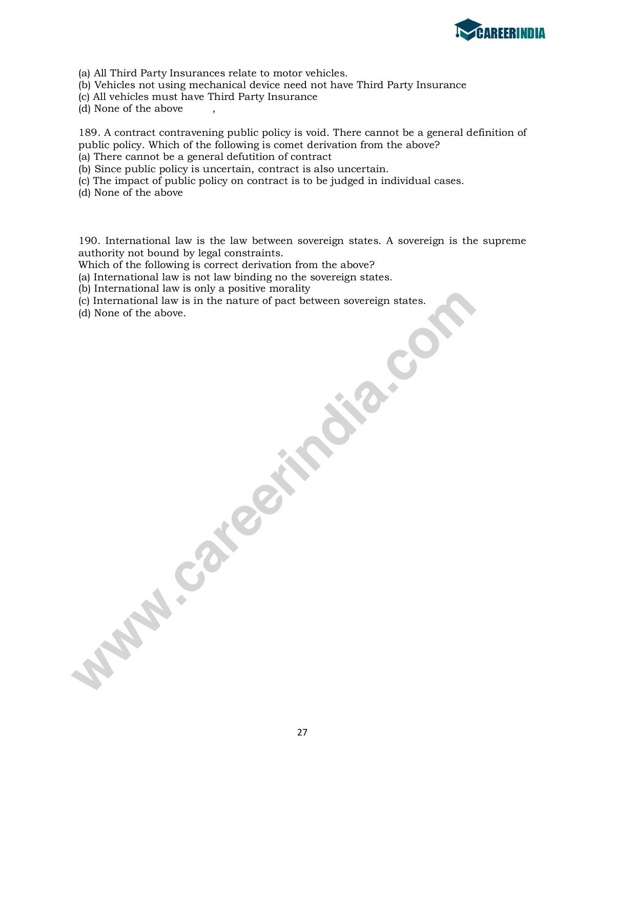 CLAT 2008 UG Sample Question Paper - Page 25