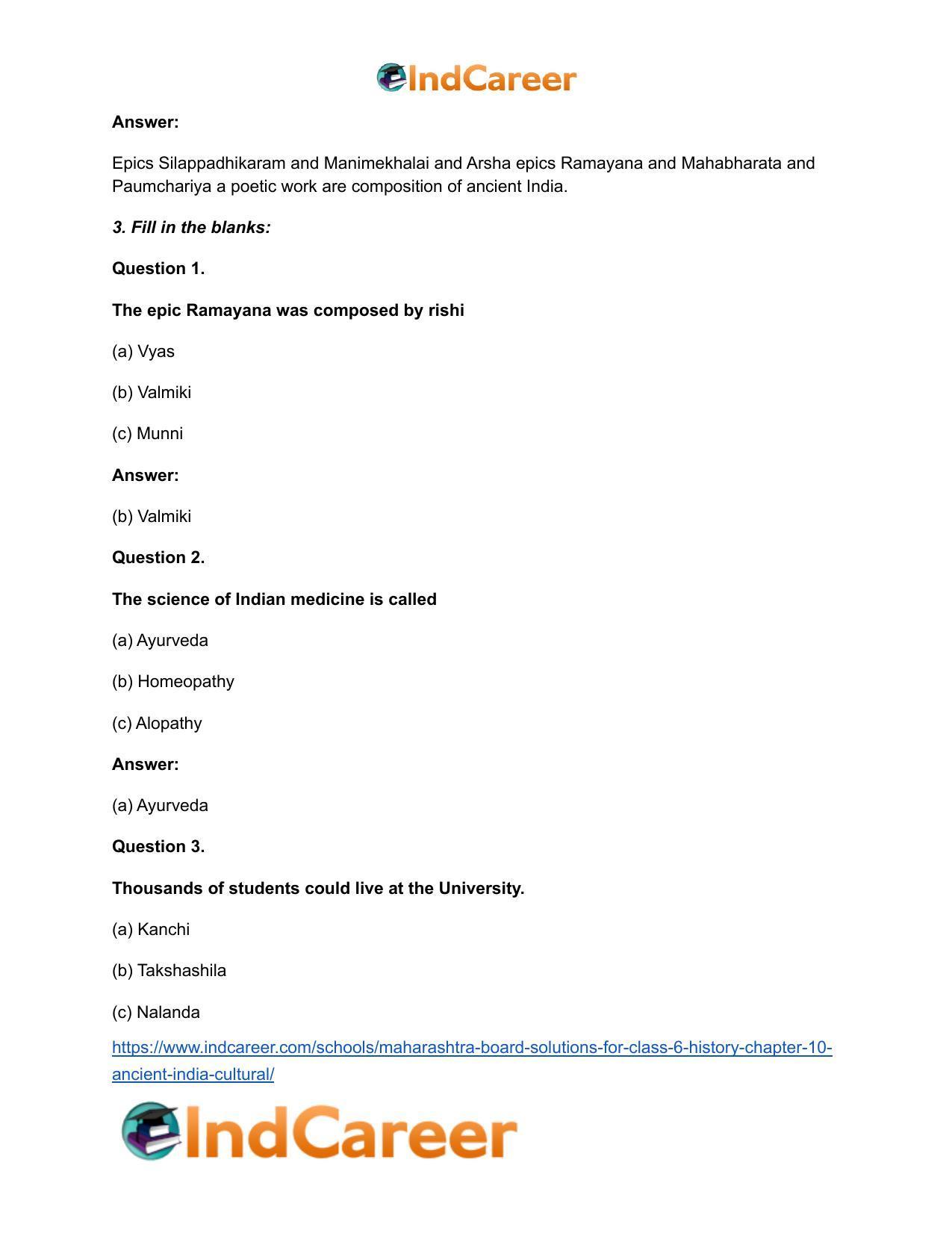 Maharashtra Board Solutions for Class 6- History: Chapter 10- Ancient India: Cultural - Page 3