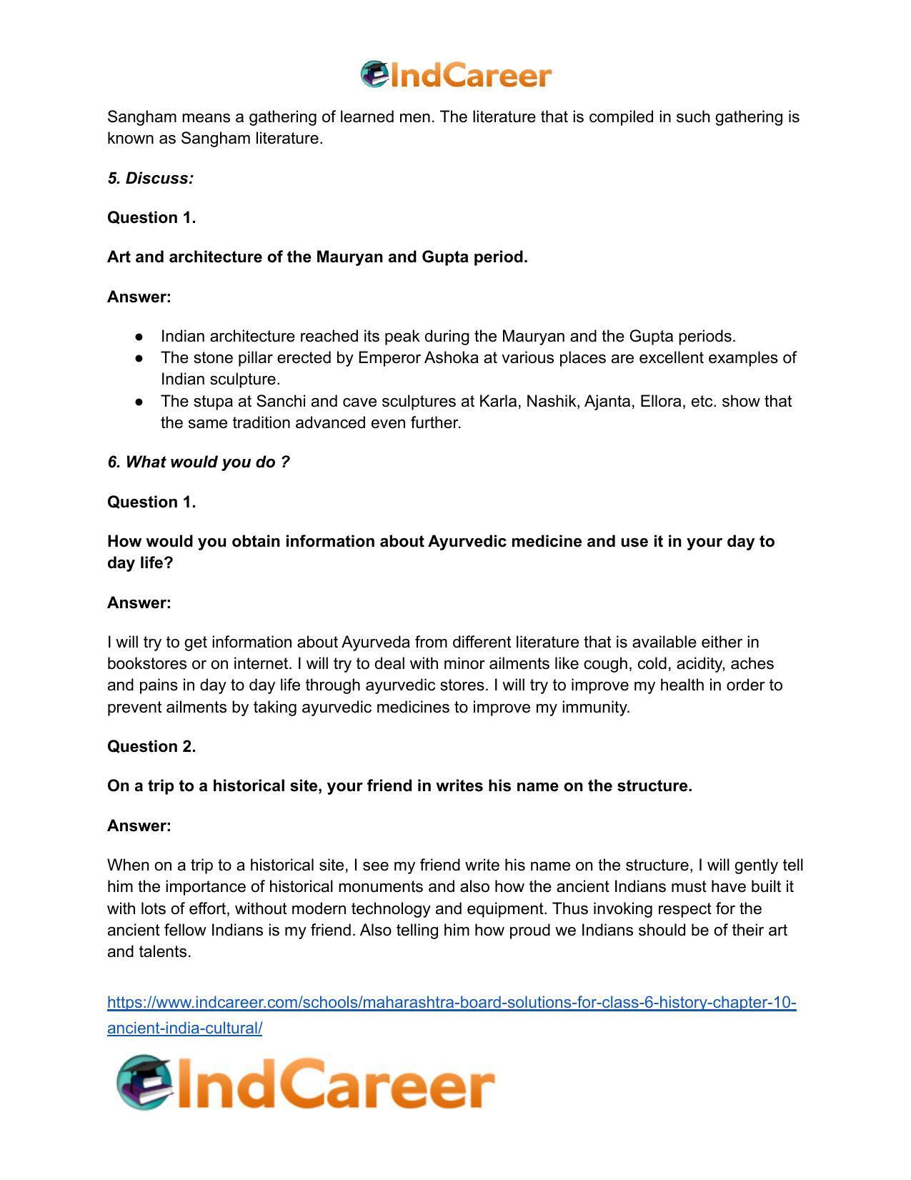 Maharashtra Board Solutions for Class 6- History: Chapter 10- Ancient India: Cultural - Page 5