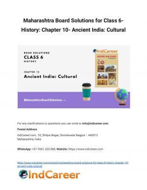 Maharashtra Board Solutions for Class 6- History: Chapter 10- Ancient India: Cultural