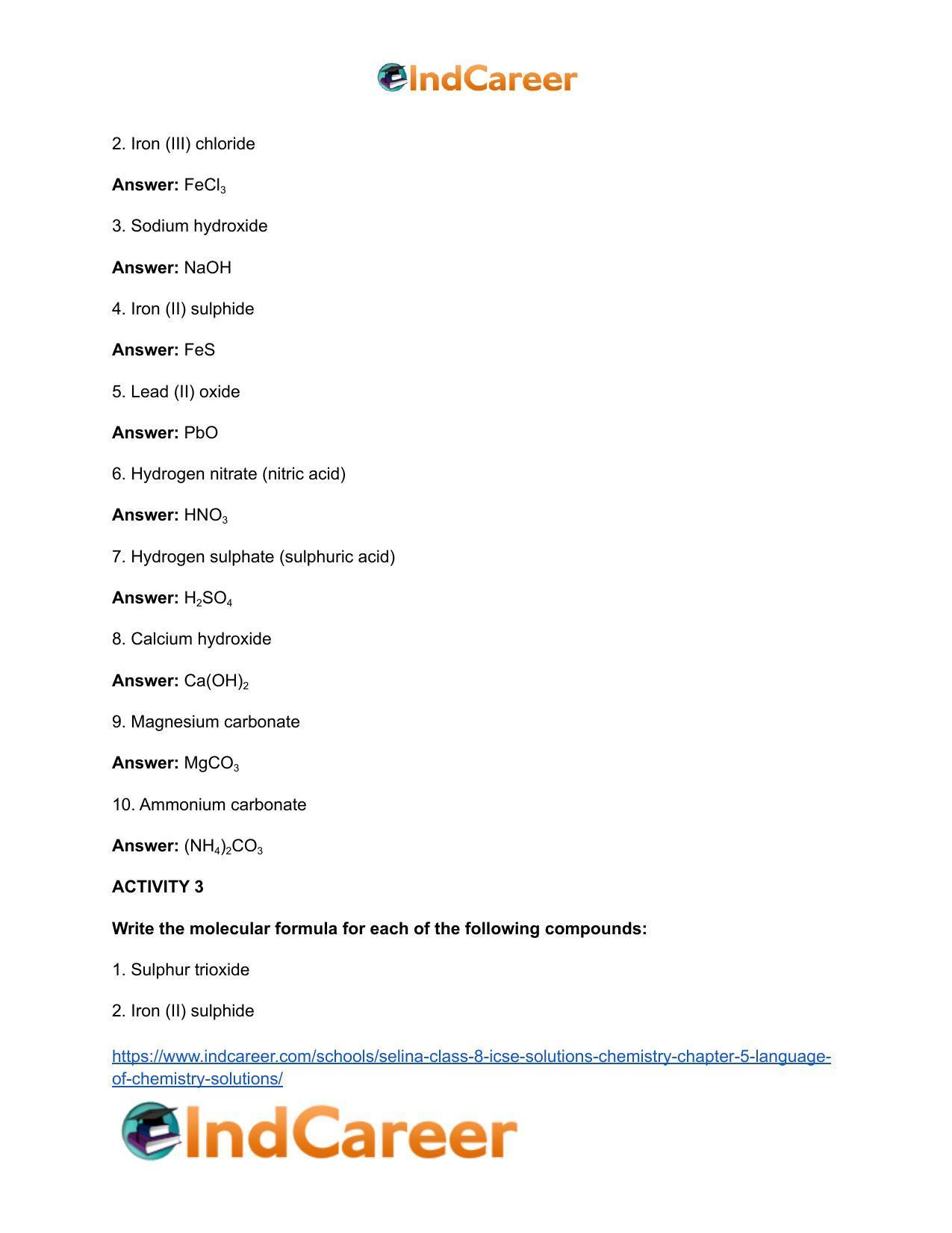 Selina Class 8 ICSE Solutions Chemistry : Chapter 5- Language of Chemistry Solutions - Page 3