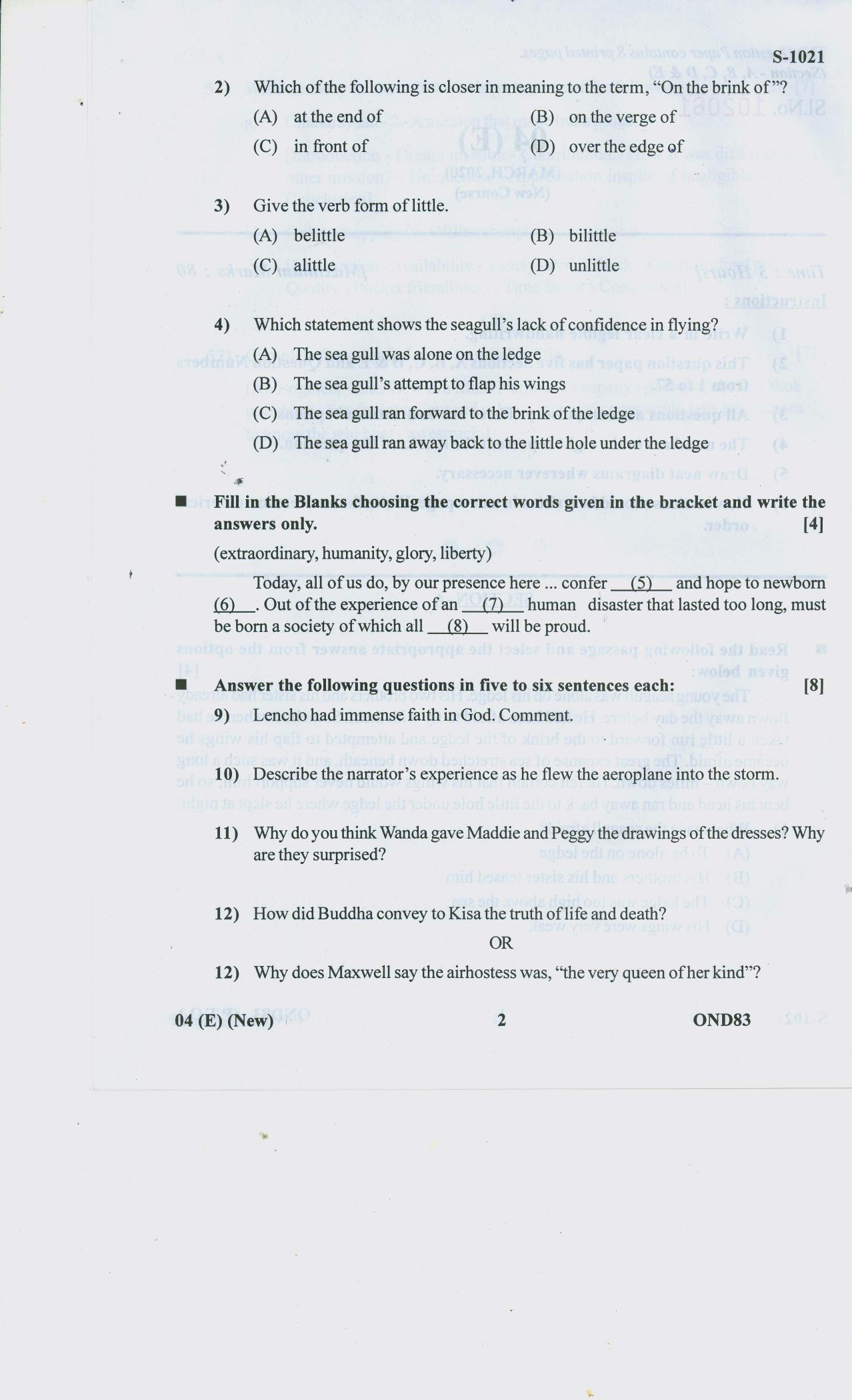 Gujarat Board Class 10th ENGLISH F L Question Paper - Page 2