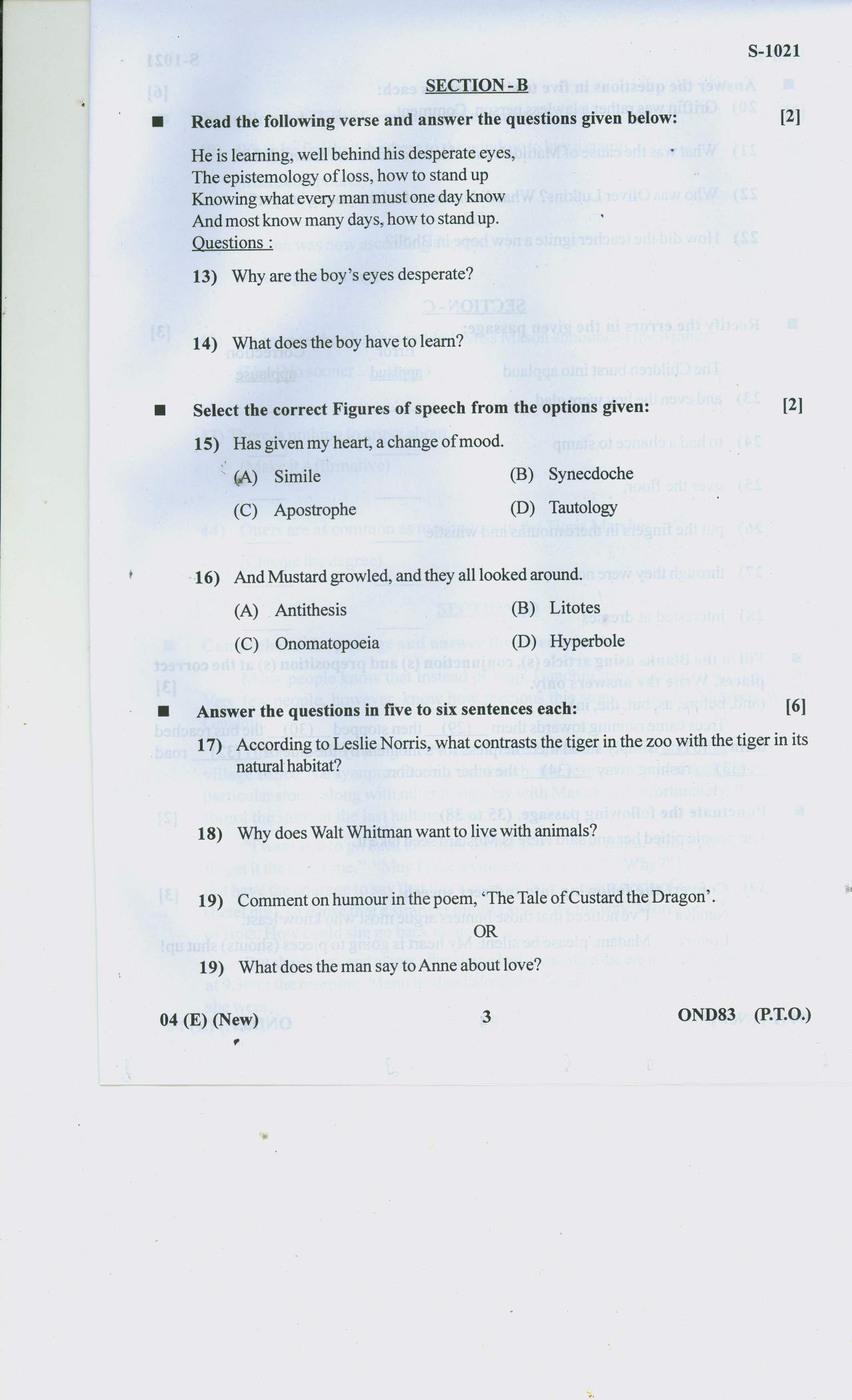 Gujarat Board Class 10th ENGLISH F L Question Paper - Page 3