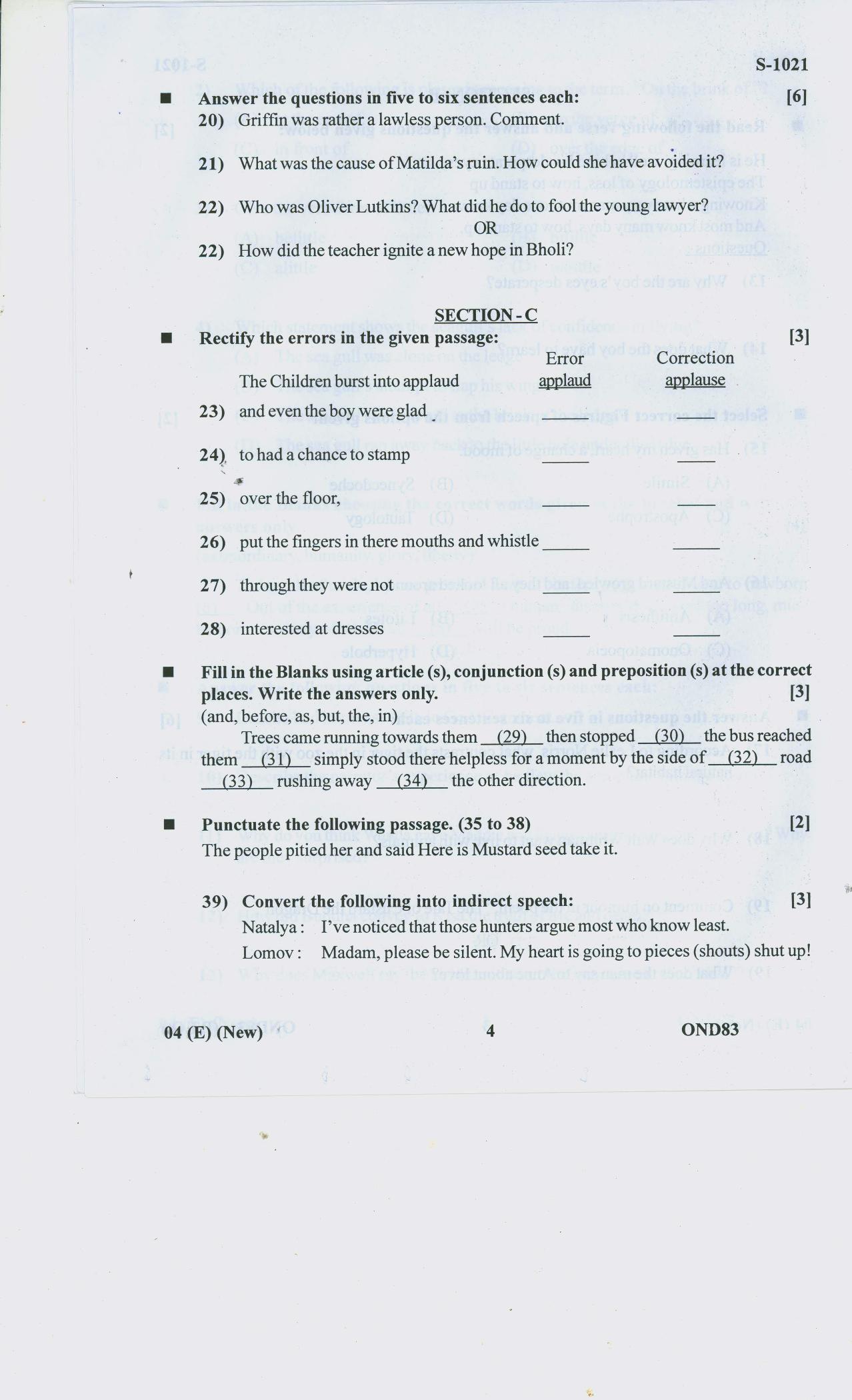 Gujarat Board Class 10th ENGLISH F L Question Paper - Page 4