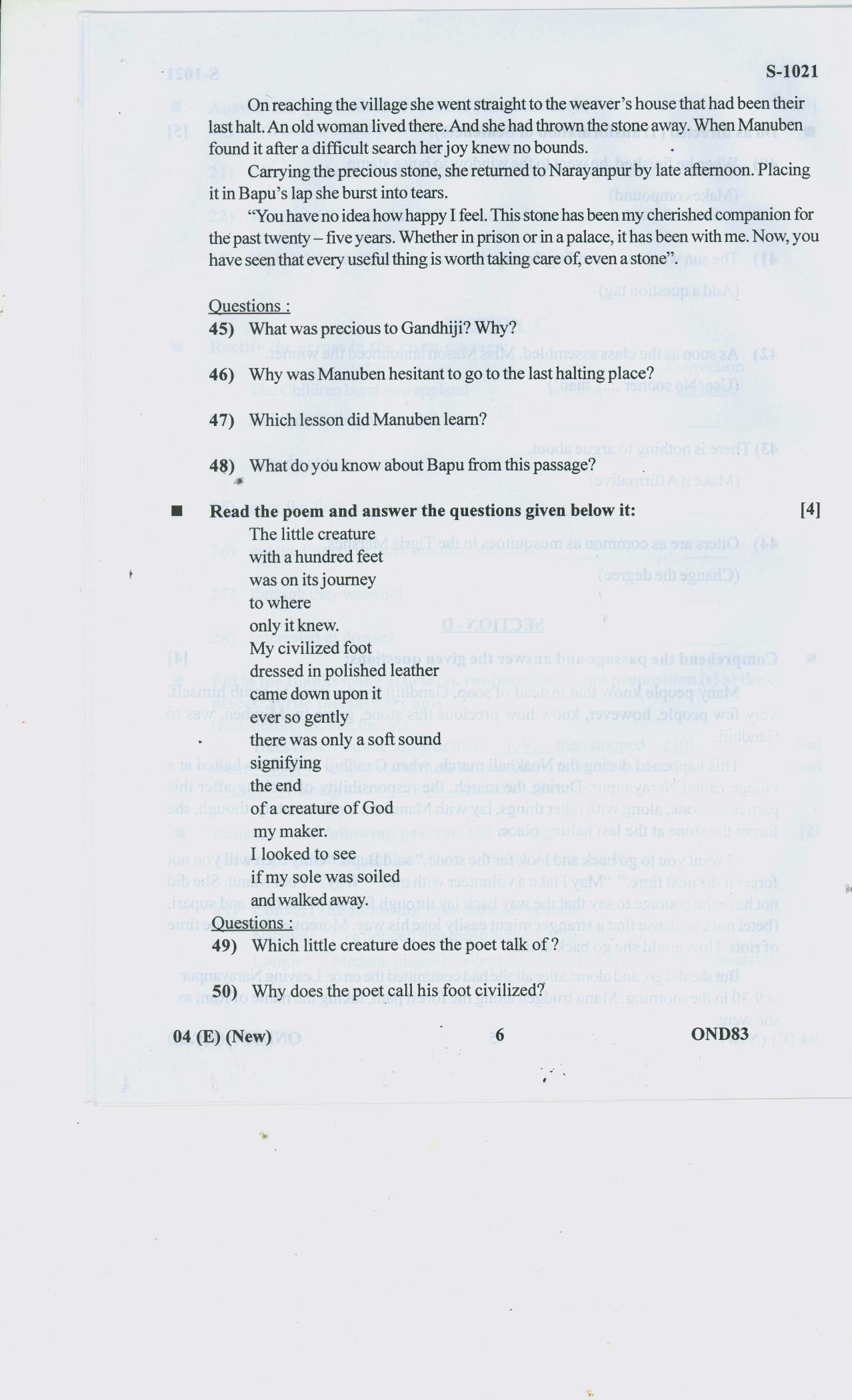 Gujarat Board Class 10th ENGLISH F L Question Paper - Page 6